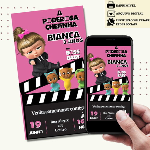 Convite a Poderosa Chefinha Digital Virtual Baby Boss