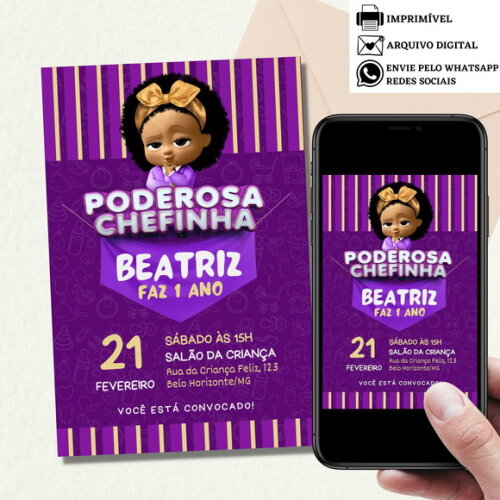 Convite a Poderosa Chefinha Digital Virtual Baby Boss
