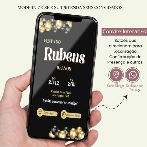Convite Adulto 15,20,30,40,50 Anos Digital Interativo