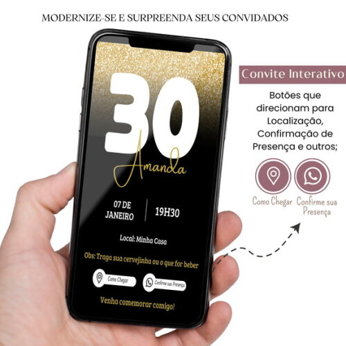 Convite Adulto 15,20,30,40,50 Anos Digital Interativo