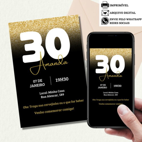 Convite Adulto 15,20,30,40,50 Anos Digital Virtual