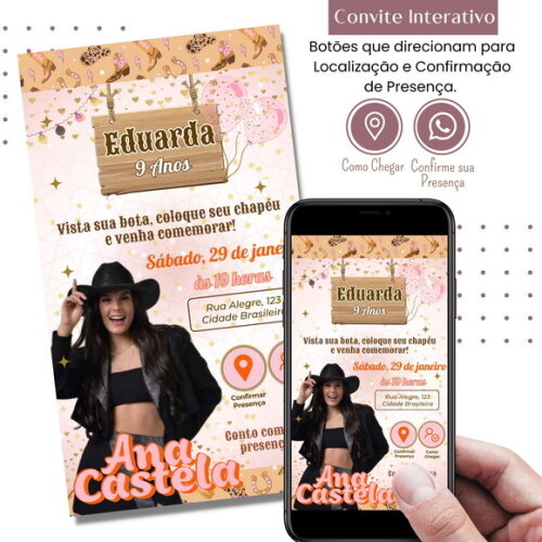Convite Ana Castela Boiadeira Digital Interativo Virtual