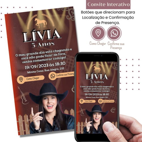 Convite Ana Castela Boiadeira Digital Interativo Virtual