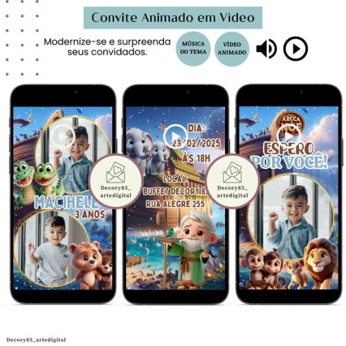 Convite Arca de Noé em Vídeo Animado com Música Digital