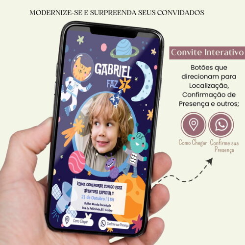 Convite Astronauta Digital Interativo Virtual