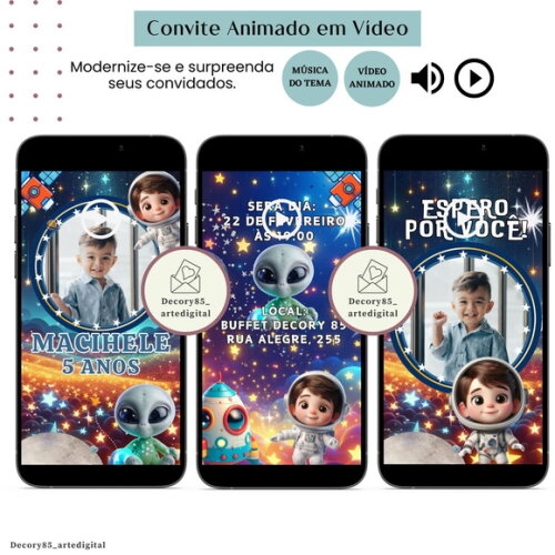 Convite Astronauta Vídeo Animado Música Digital