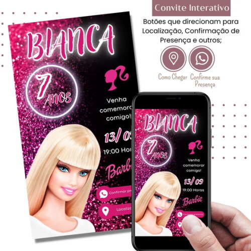 Convite Barbie Digital Interativo Virtual