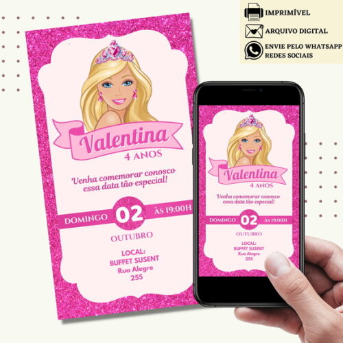 Convite Barbie Digital Virtual