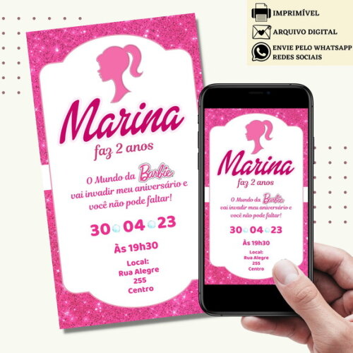 Convite Barbie Digital Virtual