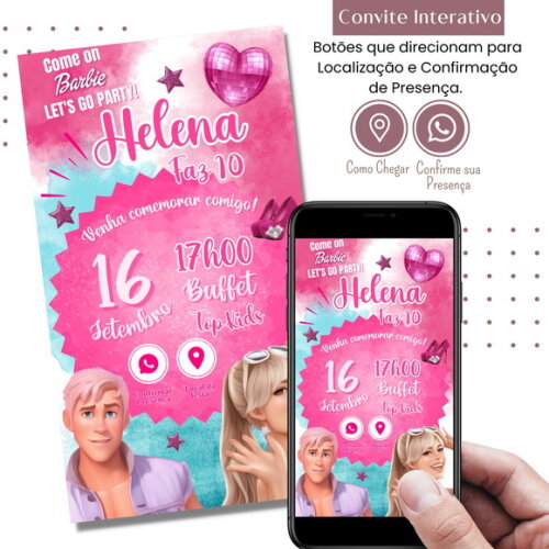 Convite Barbie Filme Novo Digital Interativo Virtual