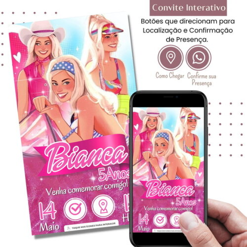 Convite Barbie Filme Novo Digital Interativo Virtual