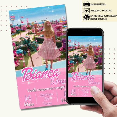 Convite Barbie Filme Novo Digital Virtual