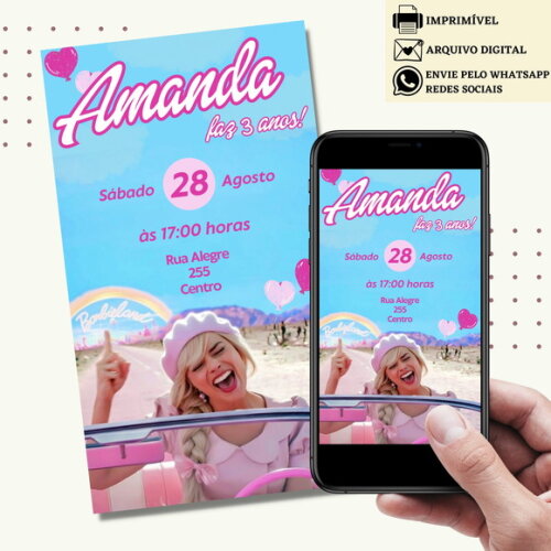 Convite Barbie Filme Novo Digital Virtual