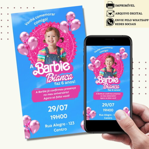 Convite Barbie Filme Novo Digital Virtual