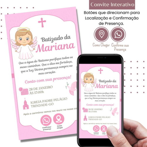 Convite Batizado Batismo Digital Interativo Virtual