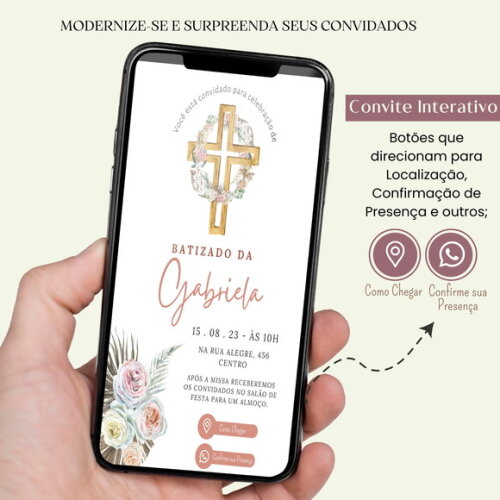 Convite Batizado Batismo Digital Interativo Virtual