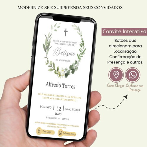 Convite Batizado Batismo Digital Interativo Virtual