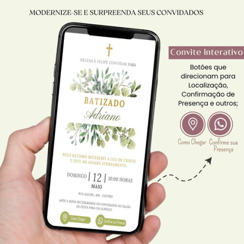 Convite Batizado Batismo Digital Interativo Virtual