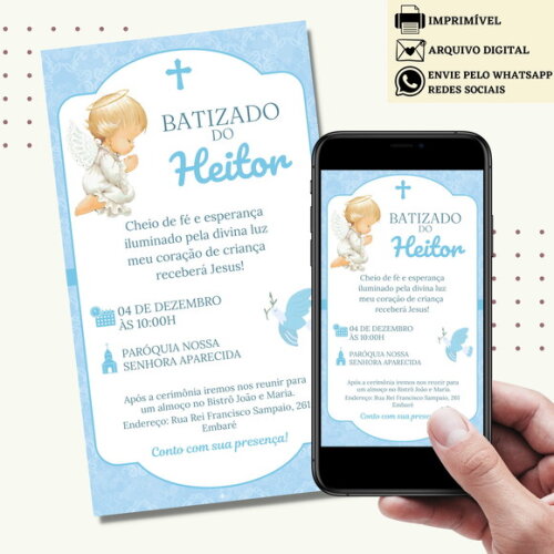 Convite Batizado Batismo Digital Virtual