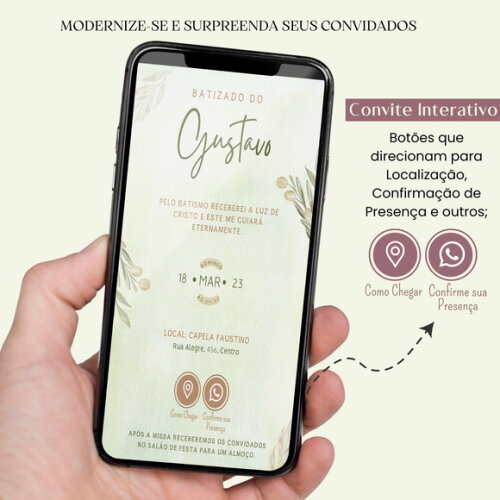 Convite Batizado Batismo Digital Virtual Interativo