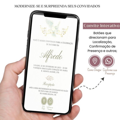 Convite Batizado Batismo Menino Digital Interativo Virtual