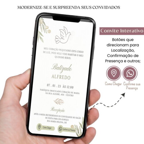Convite Batizado Batismo Menino Digital Interativo Virtual