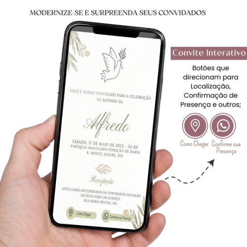 Convite Batizado Batismo Menino Digital Interativo Virtual