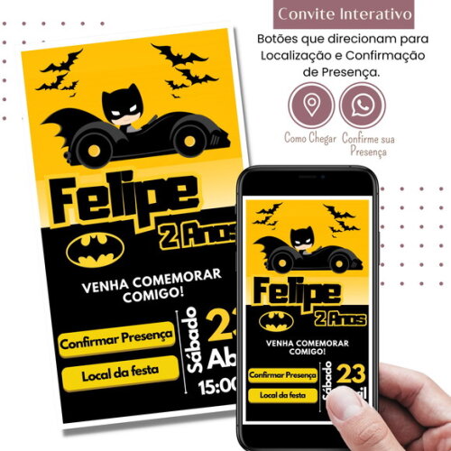 Convite Batman Digital Interativo Virtual