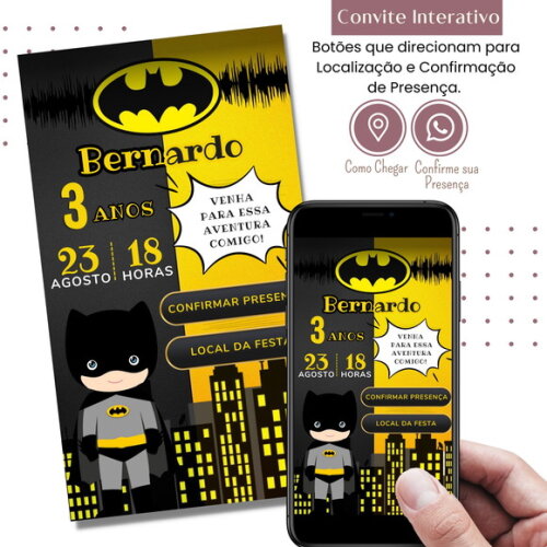 Convite Batman Digital Interativo Virtual