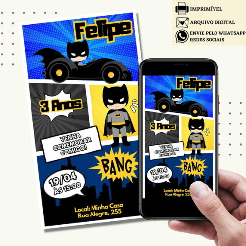 Convite Batman Digital Virtual