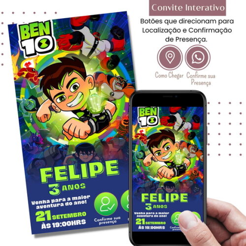 Convite Ben 10 Digital Interativo Virtual