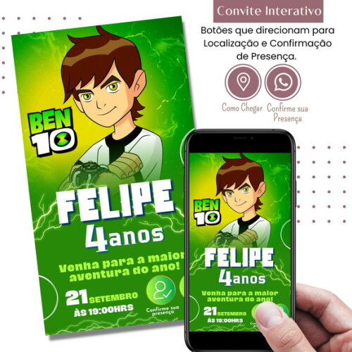 Convite Ben 10 Digital Interativo Virtual
