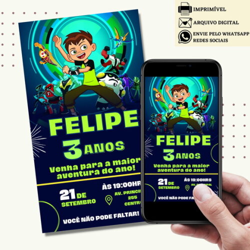 Convite Ben 10 Digital Virtual