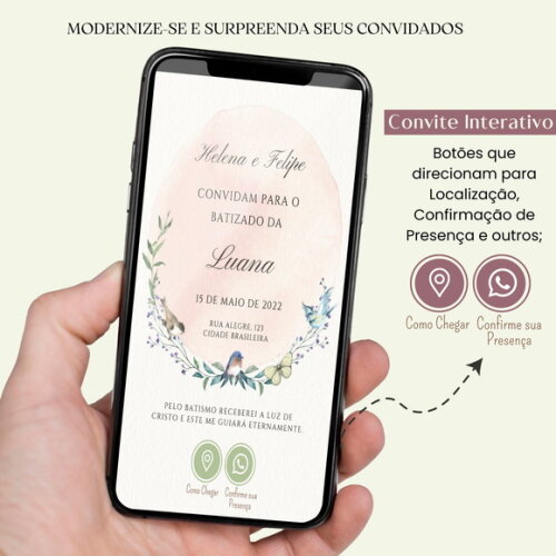 Convite Batizado Batismo Digital Virtual Interativo