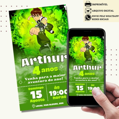 Convite Ben 10 Digital Virtual