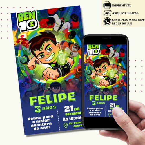 Convite Ben 10 Digital Virtual