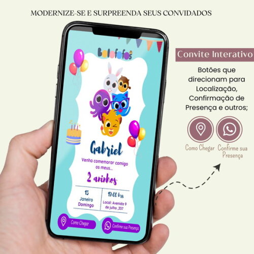 Convite Bolofofos Digital Interativo Virtual