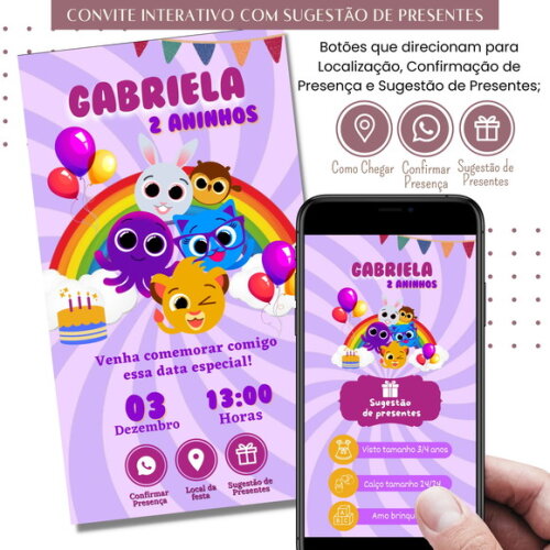 Convite Bolofofos Interativo Sugestão de Presente