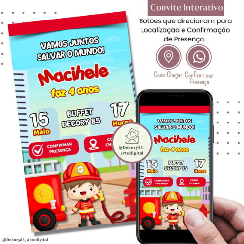 Convite Bombeiro Digital Interativo Virtual
