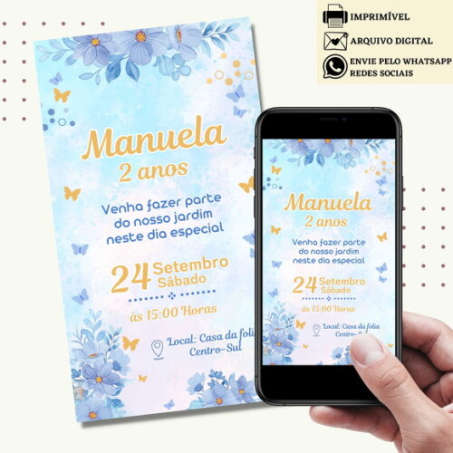 Convite Borboletas Jardim Encantado Virtual Digital