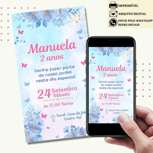Convite Borboletas Jardim Encantado Virtual Digital
