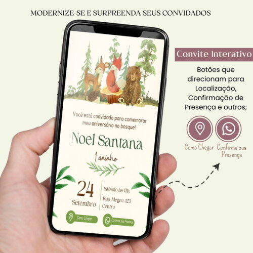 Convite Bosque Fazendinha Digital Interativo Virtual