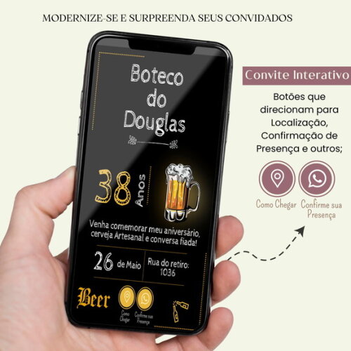Convite Boteco Bar Tardezinha Churrasco Digital Interativo
