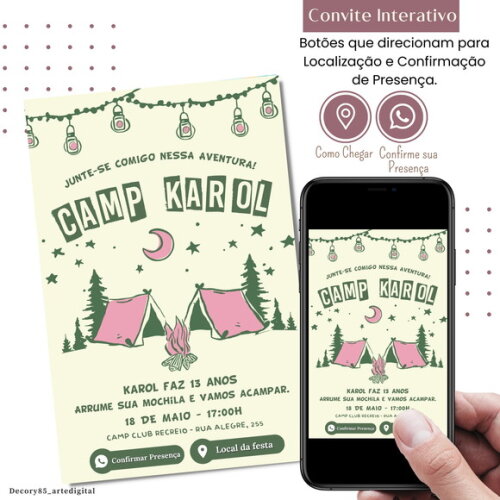 Convite Camp Acampamento Digital Interativo Virtual
