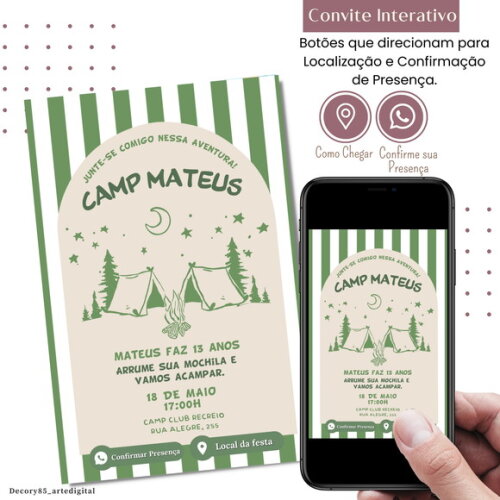 Convite Camp Acampamento Digital Interativo Virtual