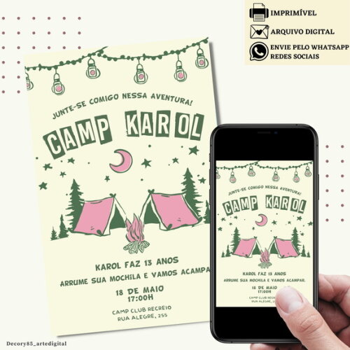 Convite Camp Acampamento Digital Virtual