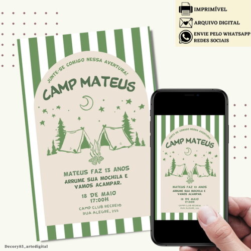 Convite Camp Acampamento Digital Virtual