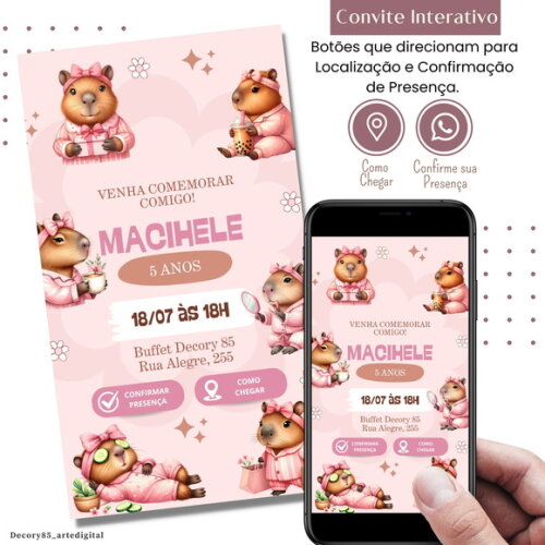 Convite Capivara Digital Interativo Virtual