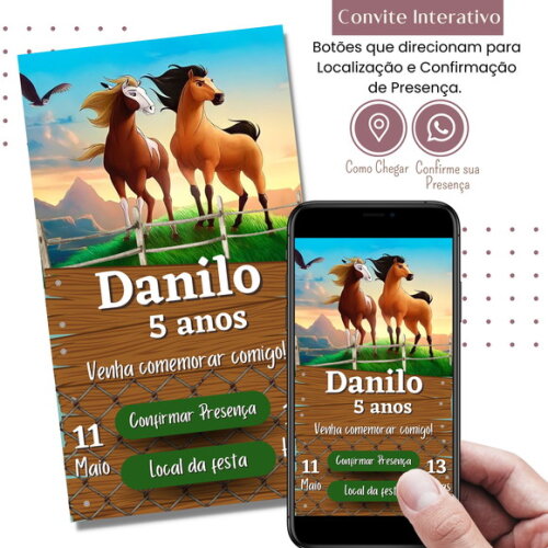 Convite Cavalo Spirit Riding Cavalgando Livre Digital