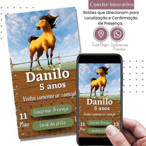 Convite Cavalo Spirit Riding Cavalgando Livre Digital